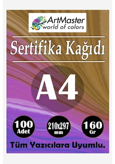 A4 Sertifika Kağıdı 100 Adet Gramajlı Fotokopi Kağıdı 160 Gr Tüm Yazıcılara Uyumlu 21x29.7 Cm Kalın Baskı Kağıdı Kalın