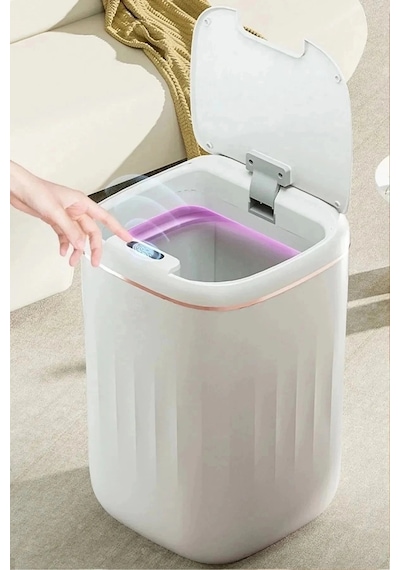 Temassız Sensörlü 20 Litre Çöp Kovası Uv Işıklı Koku Geçirmez Mutfak Banyo Kullanımı