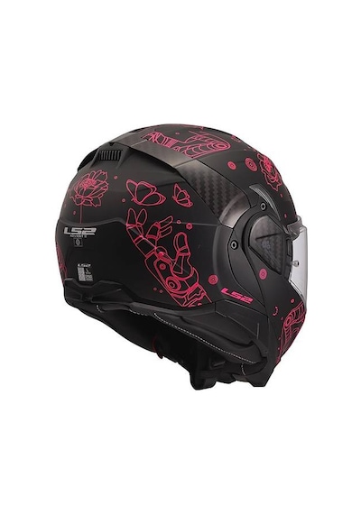 Ls2 Advant 2 Sophıa Mat Siyah-pembe Çene Açılır Motosiklet Kaskı Mat Siyah-pembe