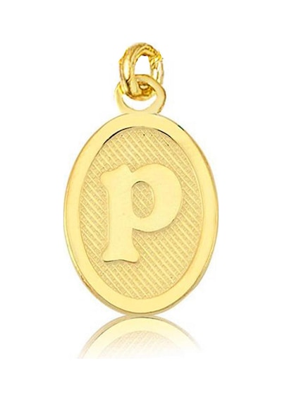 P Harfi Oval Altın Kolye Ucu