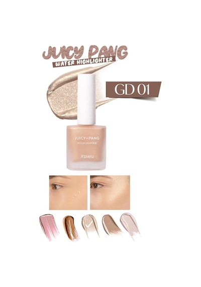 Şampanya Tonlu Likit Aydınlatıcı Parlak Görünüm Sunan Apieu Juicy Pang Highlighter Champaigne Gd01 Çok Renkli
