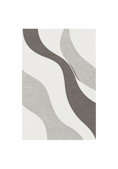 Kartela Halı Akış Dalgalı Modern Halı Açık Gri Kaymaz Taban Makinede Yıkanabilir 100x150 Cm