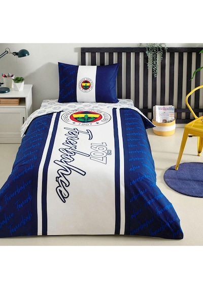Fenerbahçe 1907 Glow Tek Kişilik 120x200 Lastikli Çarşaflı Nevresim Takımı Sarı - Lacivert