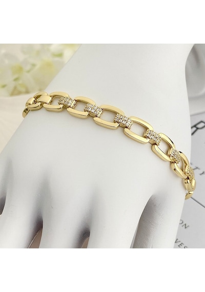 Kuyumcu Model Kare Kesim Kadın Künye Bileklik Kararmaz Xuping 14 Ayar Gold