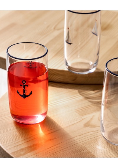 Madame Coco Musette-nautical Life 4'lü Meşrubat Bardağı - Şeffaf - 365 Ml 8684427353165 Çok Renkli