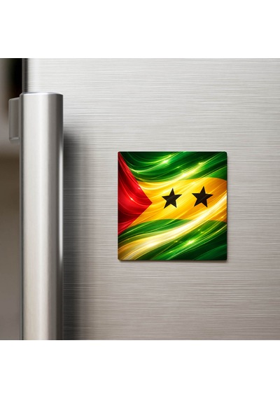 São Tomé Ve Príncipe Sao Tome And Principe Abstract Ülke Bayraklı Buzdolap Magneti - 9x9 Cm