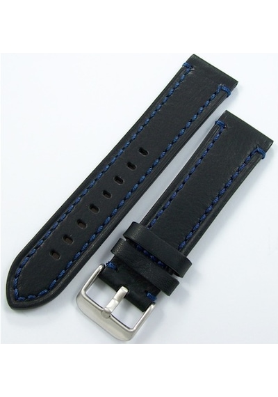 Bizon Siyah Deri Saat Kordonu 22Mm Lacivert Spor Dikişli Kayışı D (480009369)