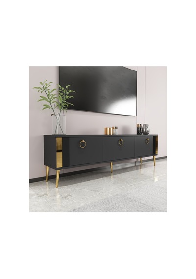 Terra 150 Cm Tv Ünitesi Tv Sehpası Antrasit-altın Antrasit-altın