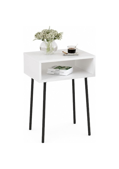 Mira Basucu Komodin Metal Ayakli Sehpa Dekoratif Kitaplik Beyaz 40x30x60 Cm Beyaz-siyah Mira Basucu Komodin Metal Ayakli Sehpa Dekoratif Kitaplik Beyaz 40x30x60 Cm Beyaz-siyah