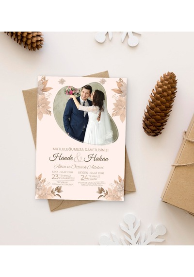 Bk Gift Kişiye Özel Fotoğraflı Düğün Davetiyesi Model 99 100adet