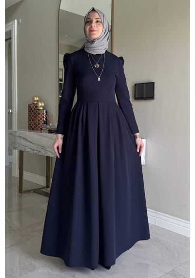 Rabia Şamlı Rose Elbise Lacivert Normal