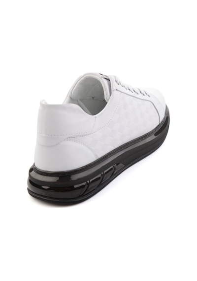 Beyaz Baskılı Hakiki Deri Erkek Sneaker E01080221143 Beyaz