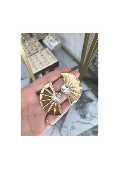 Tek Taş Model Şık Küpe Altın