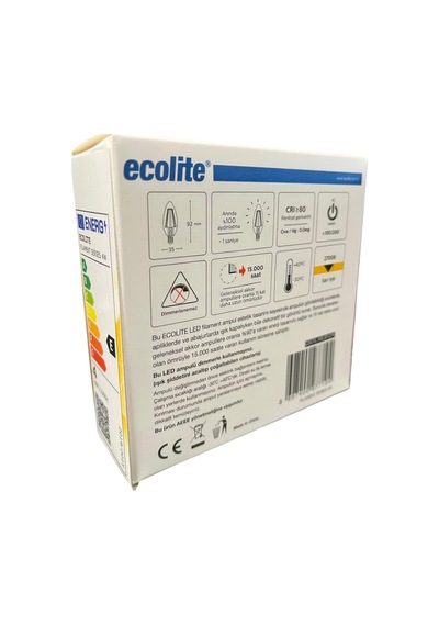 Ecolite 4w Led Filament Mum Ampul, E14 Duy, 6500k Beyaz Işık, 470
