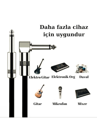Gitar Jack Kablosu 16ft - 5m - Düz / L Elektro Akustik Bas Bağlama
