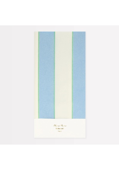 Meri Meri - Pale Blue Stripe Tablecloth - Soluk Mavi Çizgili Kağıt Masa Örtüsü