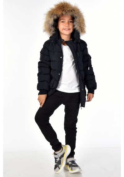 Erkek Çocuk Natürel Kürklü Mont 51254 Lacivert