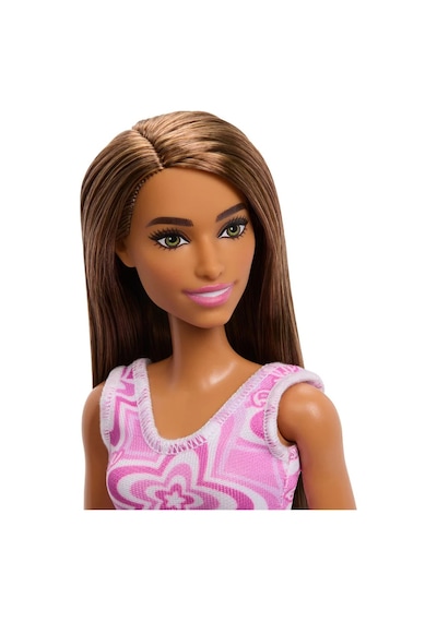Barbie Şık Pembe Elbiseli Kumral Saçlı Eklemleri Hareketli 30cm Model Oyuncak Bebek 1