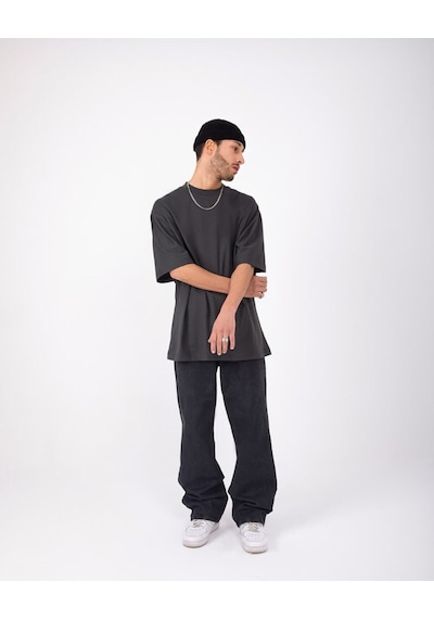 Atelier Oversize Basic Antrasit Renkli Baggy Bol Jean Relaxed Pantolon-Erkek Antrasit