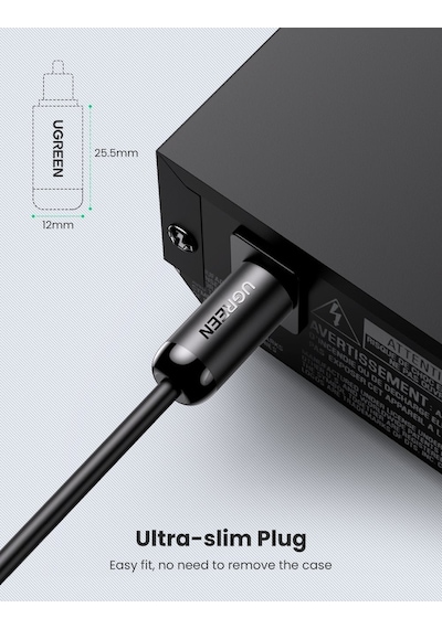 Ugreen 70890 Fiber Optik Ses Kablosu Siyah. 1M