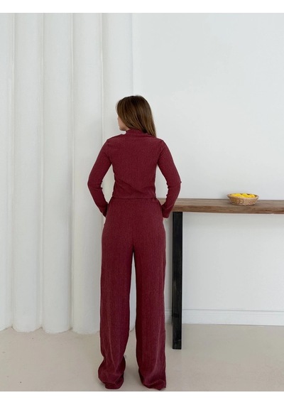 By Mop Balıkçı Yaka Örme Takım Bordo St265865 Bordo