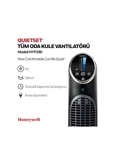 Honeywell Quietset Tower Hyf290, 8 Hız Ayarı, 80 Derece Salınım, Zamanlayıcı Fonksiyonu, Uzaktan Kumanda, Kısma Seçenekleri