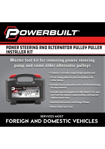 Powerbuilt Hidrolik Direksiyon Ve Alternatör Kasnağı Sökme Ve Takma Alet Seti, Araç Direksiyon Pompası, Araba Tami