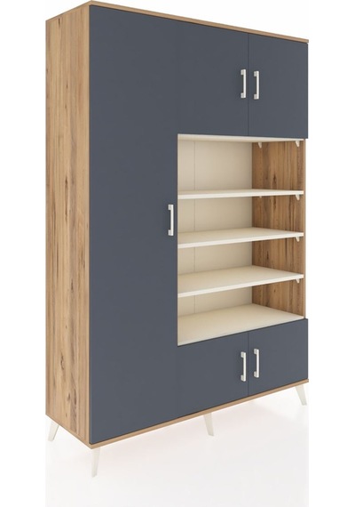 Hyperion Dolap 10 Raflı 5 Kapaklı 132x44x195 Çam-antrasit/aytaşı Çam Hyperion Dolap 10 Raflı 5 Kapaklı 132x44x195 Çam-antrasit/aytaşı Çam