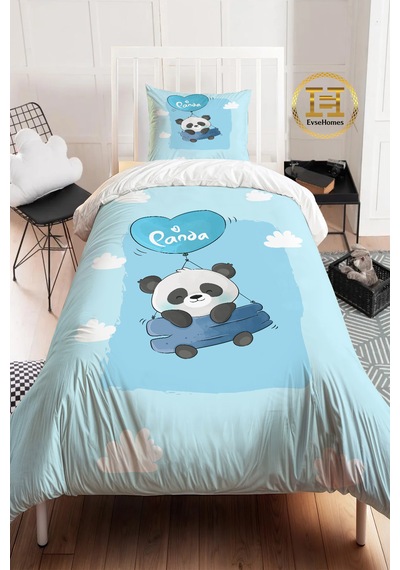 Uçan Panda Mavi Nevresim Takımı