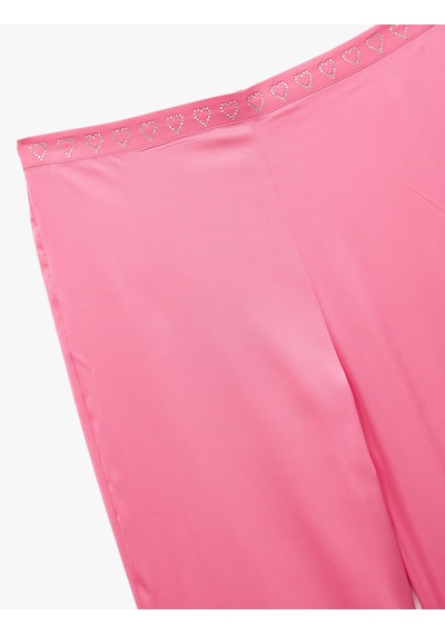 Koton Uzun Rahat Kalıp Kalpli Saten Pijama Altı Fuşya 6wlk50035mw Fuşya