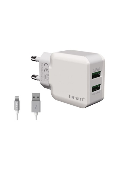 Tsmart Apple Uyumlu iPhone Şarj Kablolu 2 Usb Seyahat Şarj Seti (473582623)
