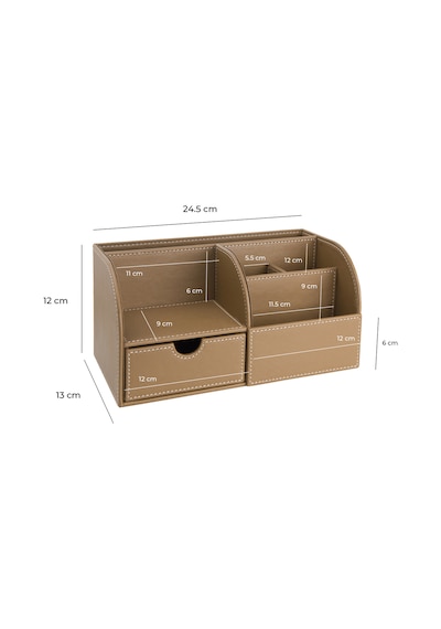 Masaüstü Düzenleyici,kalemlik,kumandalık,küpbloknotluk,tabletlik,kitaplık,6 Gözlü,çekmeceli,desktop Organizer,vegan,24,5 13 12 Vizon