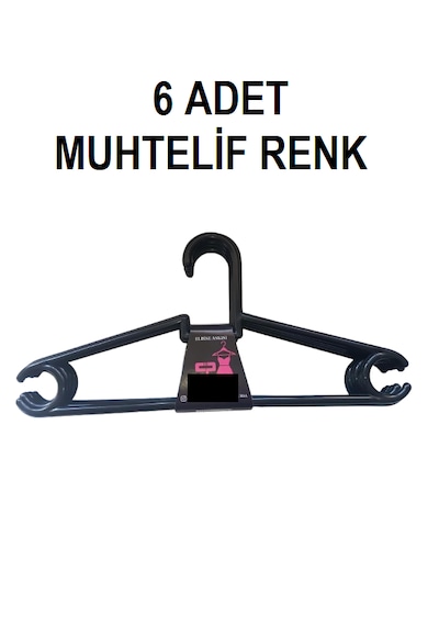 Plastik Elbise Askısı 6'lı Muhtelif Renk Karışık Renkler