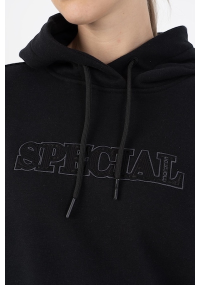 Maraton Oversize Kadın Kapüşonlu Siyah- Sweatshirt Siyah-