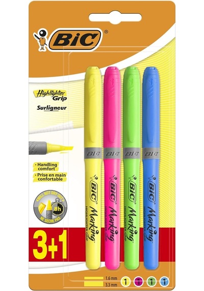Bic Fosforlu Kalem Brite Liner Grip 4'lü Çok Renkli