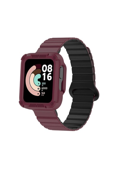Xiaomi Redmi Watch 1 Silikon Kordon Zore Krd-105 Strap Kayış-koyu Kırmızı-siyah