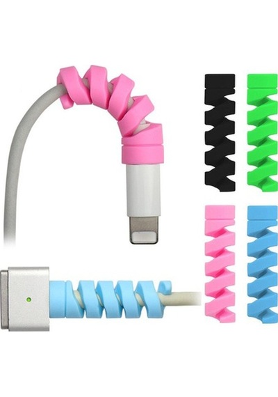 Spiral Kablo Koruyucu Silikon Set Şarj Kablosu Kulaklık Kablosu K (526965857)
