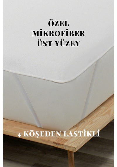 Sıvı Geçirmez Alez Mikro 4 Köşe Lastikli Yatak Koruyucu Beyaz Çift Kişilik Beyaz