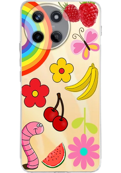 Realme 11 İle Uyumlu Water Color 5 Baskılı Kamera Korumalı Şeffaf Kılıf Şeffaf