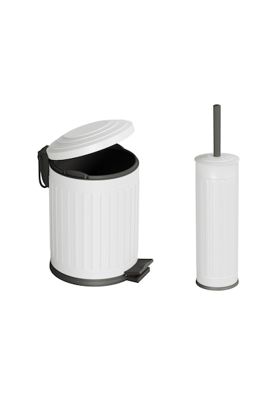 Aqua Bagno Midas Klozet Fırçası + Çöp Kovası 5 Lt -2 Parça Set, Mat Beyaz 35.22.89.01.04 Beyaz