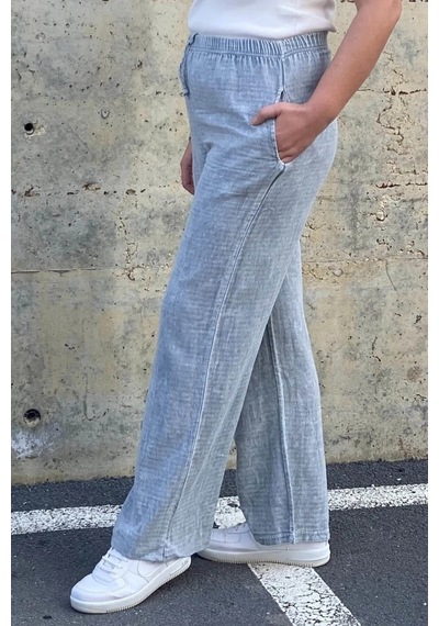 Mia Butik Kadın Gri Keten Pantolon Gri