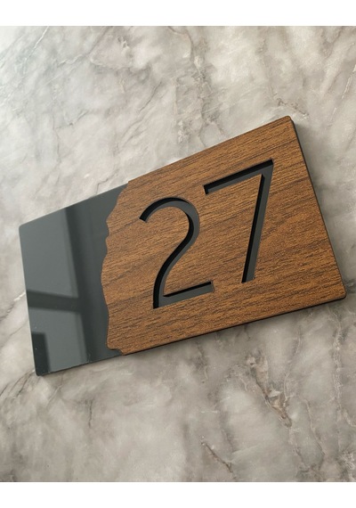 Lüx Wooden Serisi Pleksi Kapı Numarası