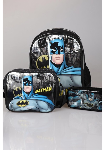 Yeni Sezon Lisanslı Batman Tek Bölmeli Küçük Boy Anaokul,beslenme Ve Kalem Çantası Okul Seti Altın