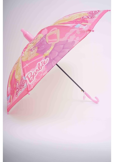 Kız Çocuk Barbie Pvc Kılıflı Otomatik Mekanizmalı Bardak Modelli Düdüklü Şemsiye Pembe