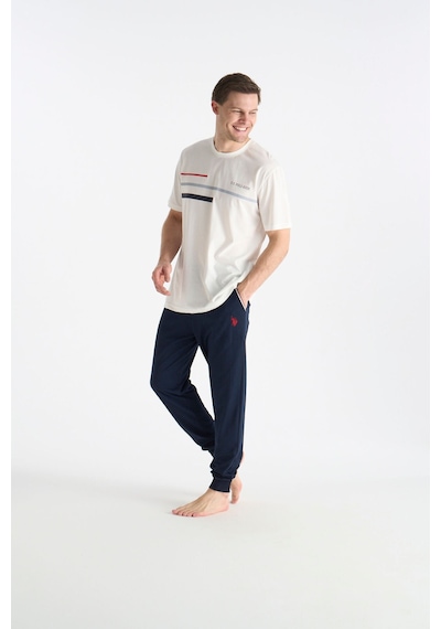 U.S. Polo Assn. Lisanslı Erkek Ekru Pijama Takım 19038