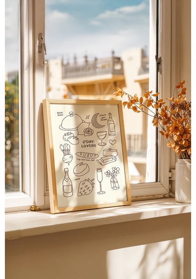 Ahşap Ruhlu Mutfak Ahşap Çerçeveli Poster Tablo 219