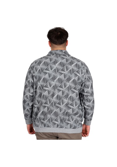 Mode Xl Büyük Beden Erkek Polo Yaka Sweatshirt Baskılı Selanik U24440 Gri Melanj Gri Melanj