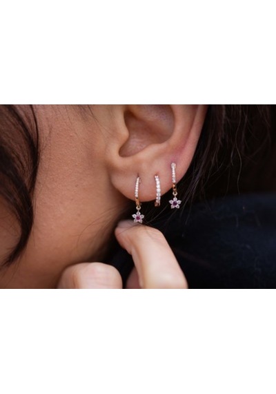 Reis Kuyumculuk T1640 Cemre Yakut Pembe Altın - Rose Gold Altın  Küpe