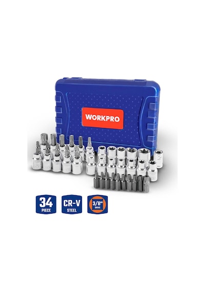 Workpro Wp202595 3/8' Cr-v 34 Parça Ağır Hizmet Torx Lokma Takımı E/t Serisi