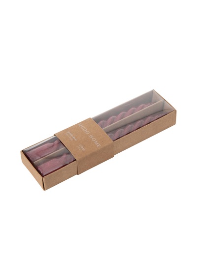 Mudo Home 2li Burgulu Şamdan Mum Bordo 18cm 1484674